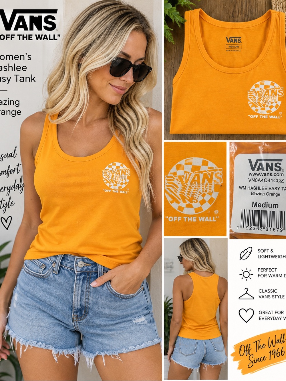 Vans Women’s Orange Scoop Neck Bandeau Tank